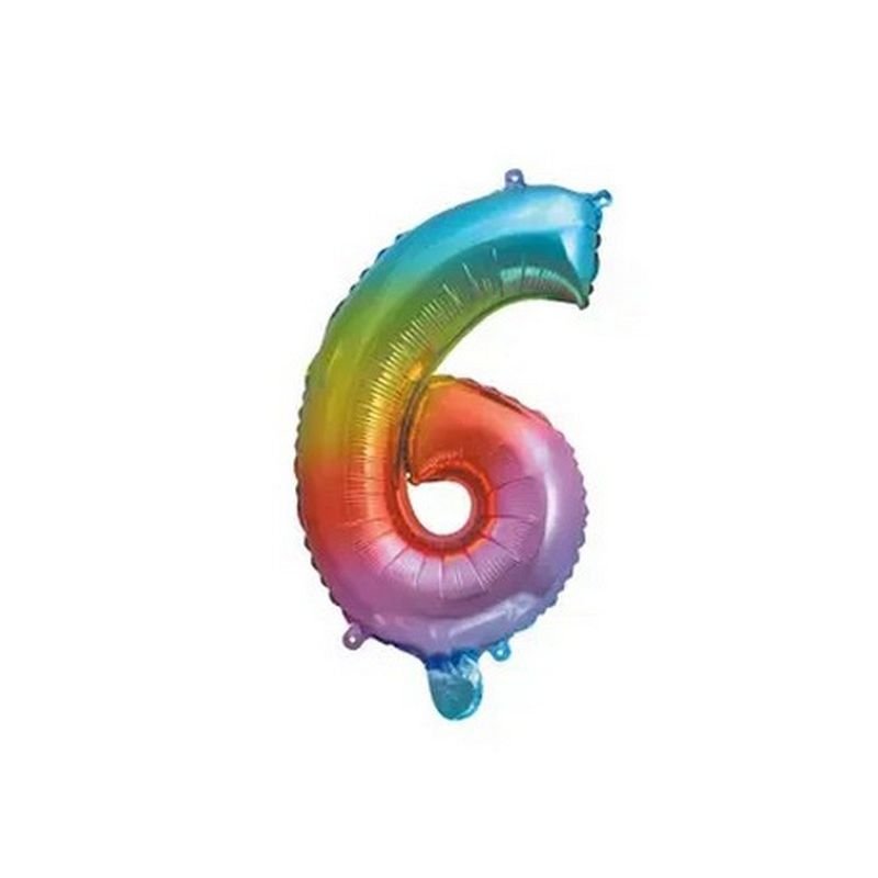 BALLON NUMÉRO 6, 35 CM ARC-EN-CIEL