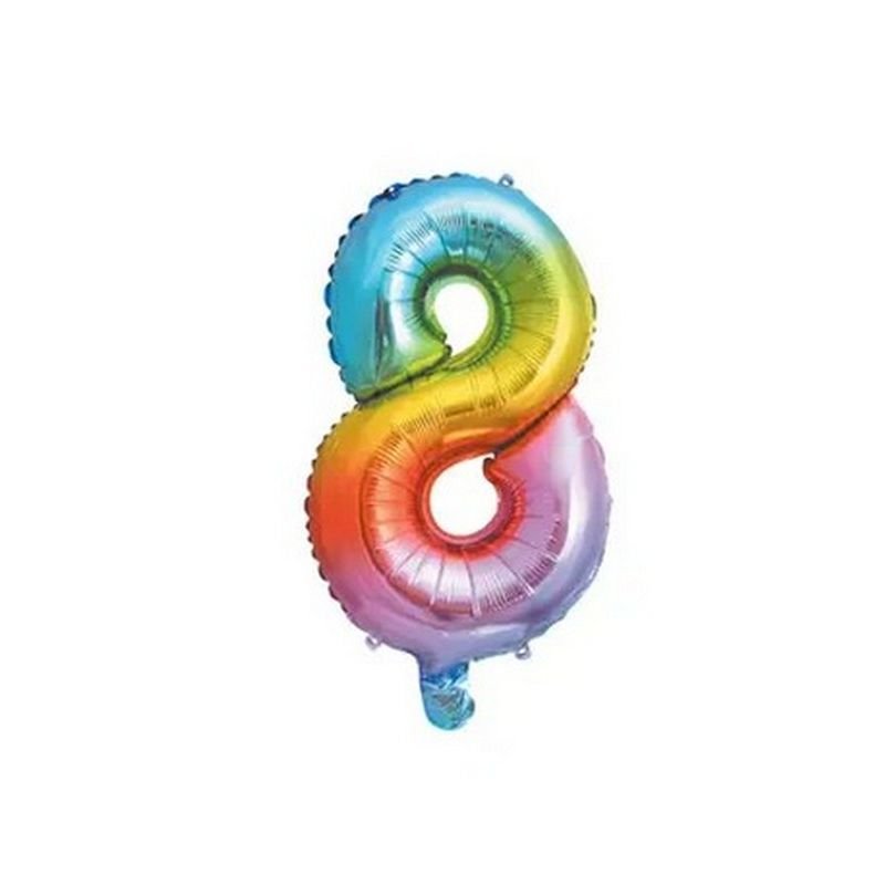 BALLON NUMÉRO 8 35 CM ARC-EN-CIEL