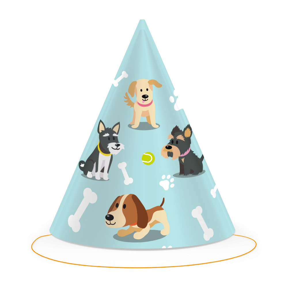 8 chapeaux de fête pour enfants sur le thème des chiens