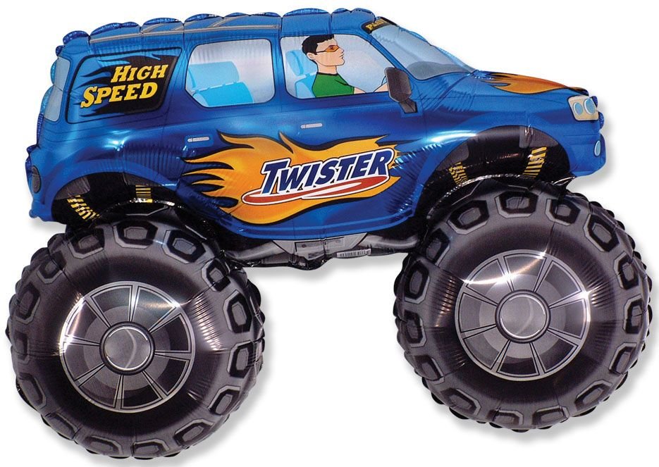 Ballon bleu Big Wheels 96 x 68 cm