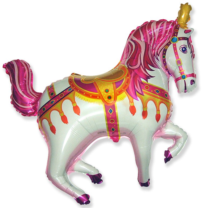 Ballon cheval de carrousel rose 98 x 90 cm