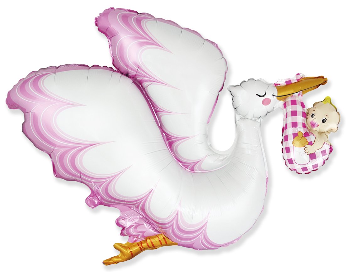 Ballon fille cigogne 96 x 80 cm