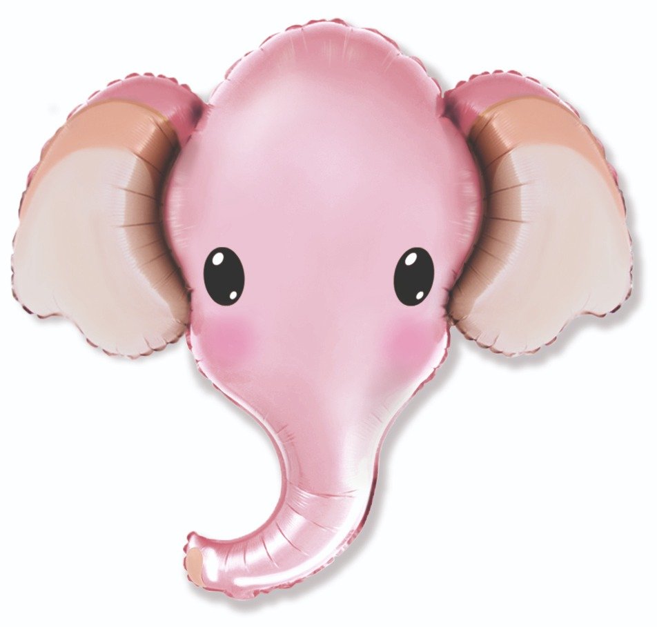 Ballon tête d'éléphant rose 99 x 81 cm