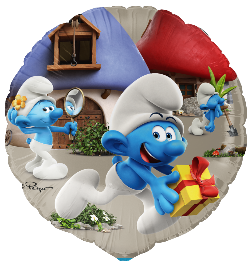 Ballon rond Schtroumpfs en aluminium 46 cm