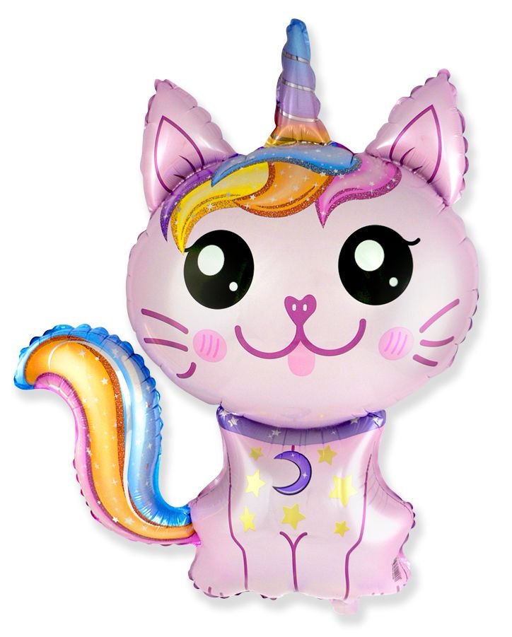 Ballon chaton licorne rose 88 x 73 cm