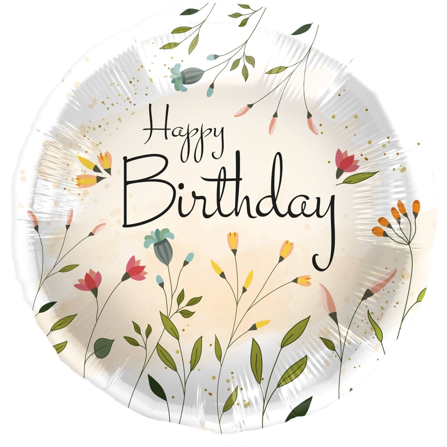 Ballon Joyeux Anniversaire Fleurs Chic 45 cm