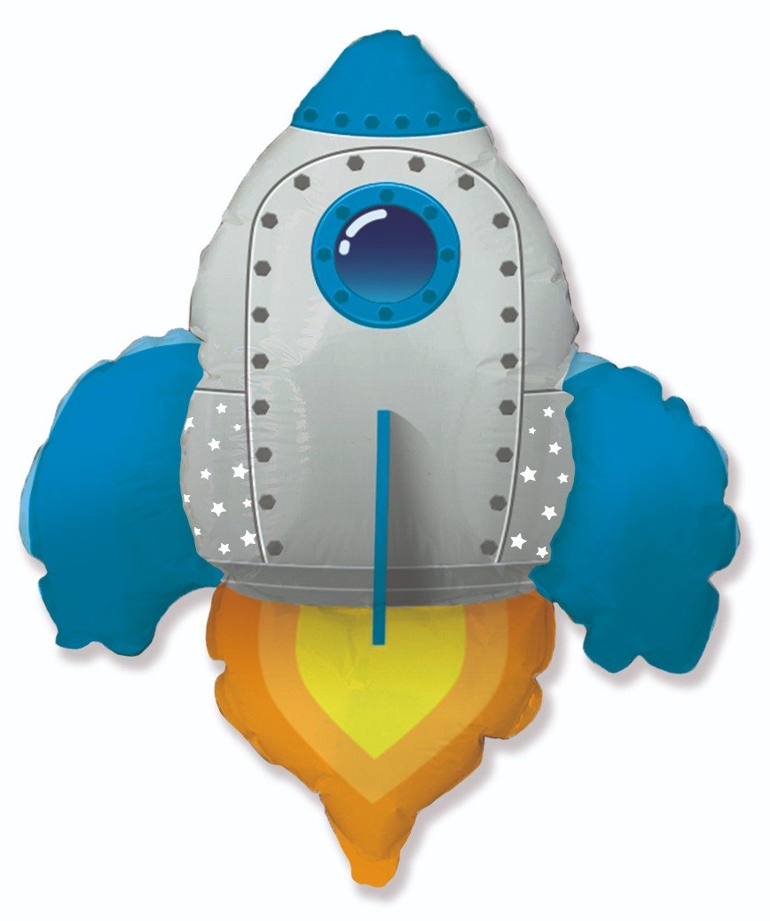 Ballon vaisseau spatial bleu 76 x 60 cm