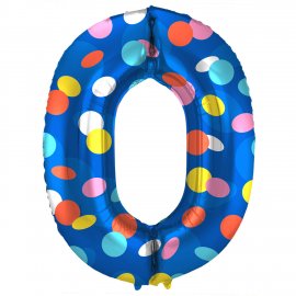 Ballon numéro 0 à pois colorés 86 cm