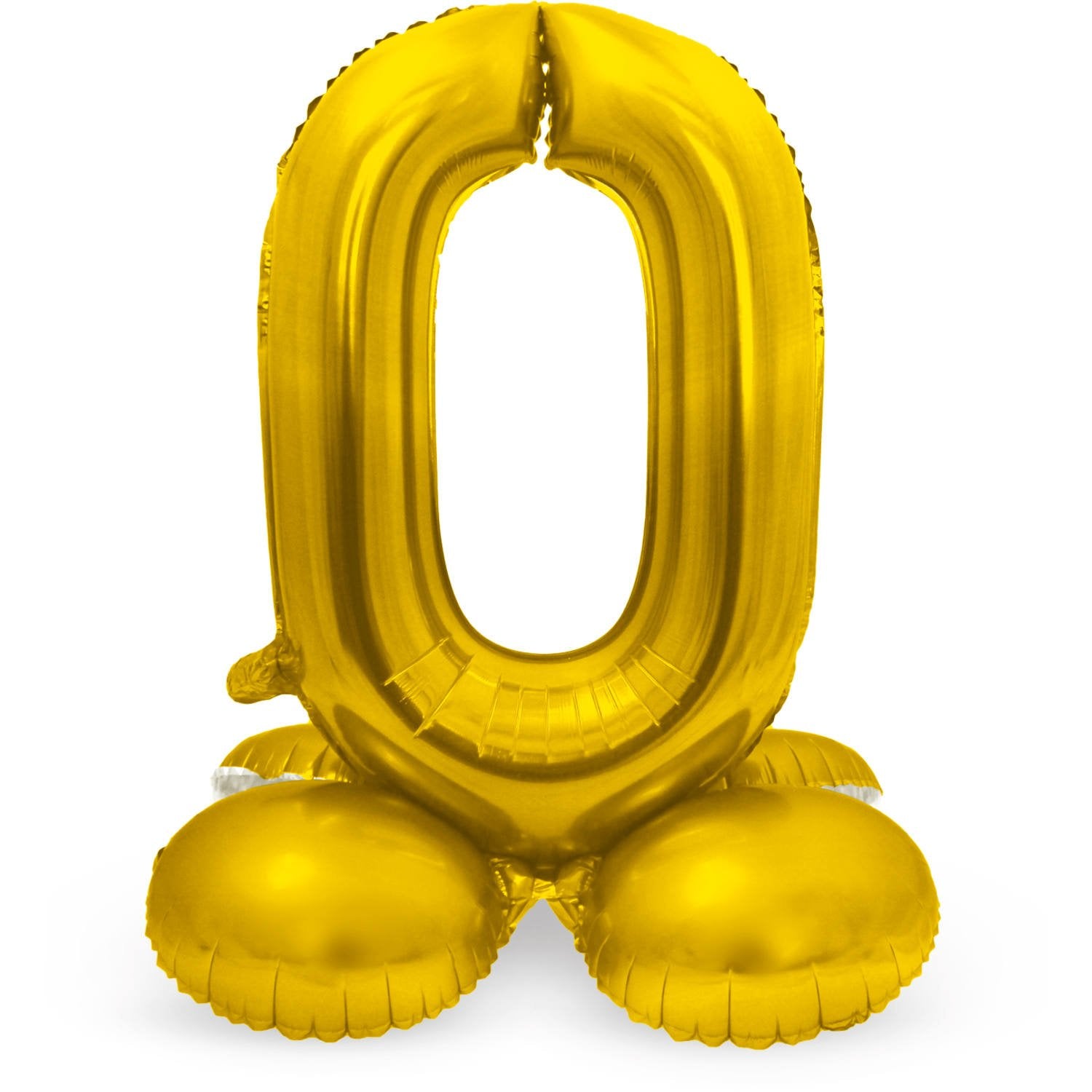 Palloncino numero 0 dorato da 72 cm con supporto