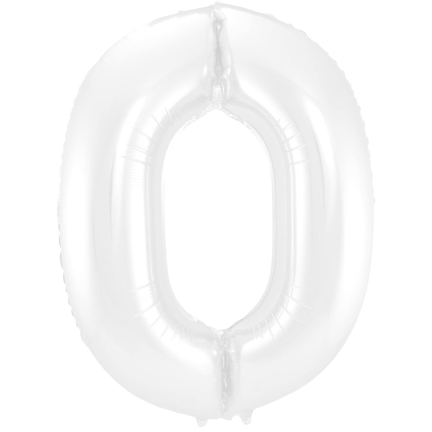 Ballon chiffre 0, 86 cm, blanc