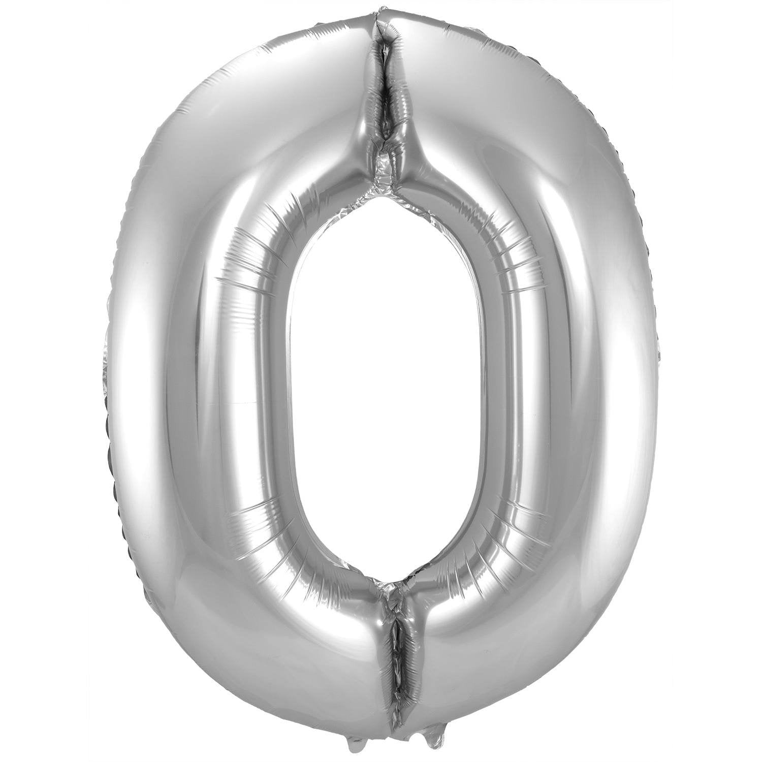 Ballon chiffre 0, 86 cm, argent