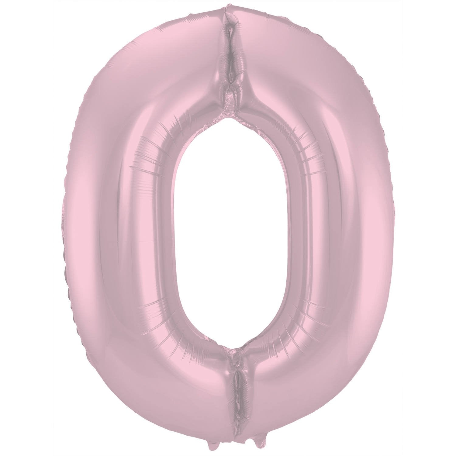 Ballon chiffre 0 86 cm rose pastel