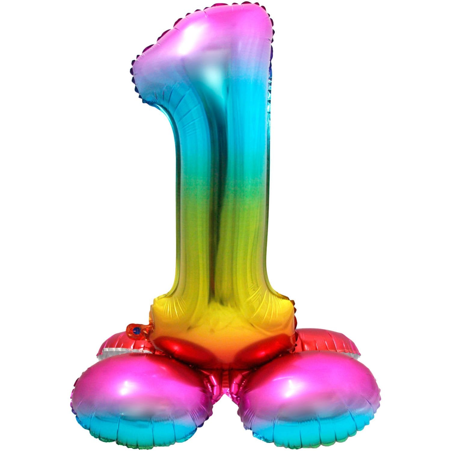 Ballon chiffre 1, 72 cm, multicolore, avec support