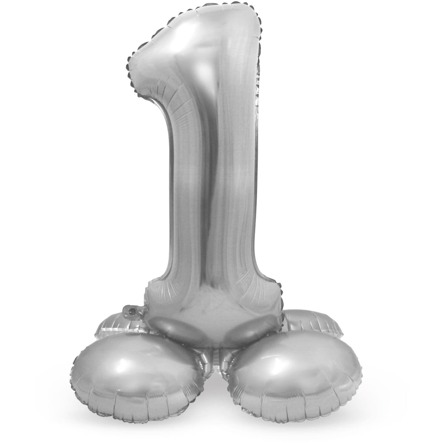 Ballon chiffre 1, 72 cm, argenté, avec support