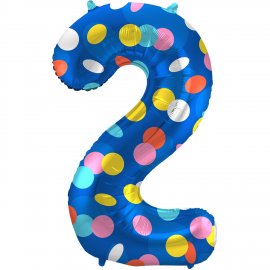 Ballon numéro 2 à pois colorés 86 cm