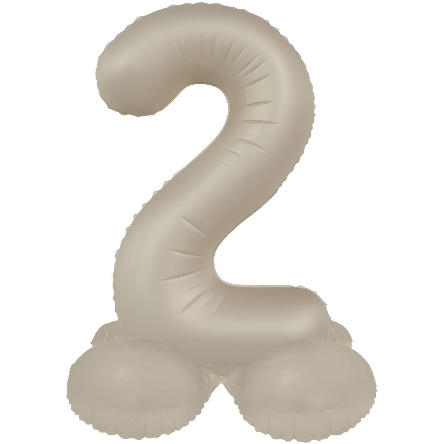 Palloncino numero 2 Creamy Latte Ultra Matte con supporto 41 cm