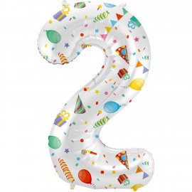 Ballon numéro 2 Joyeuse Fête 86 cm