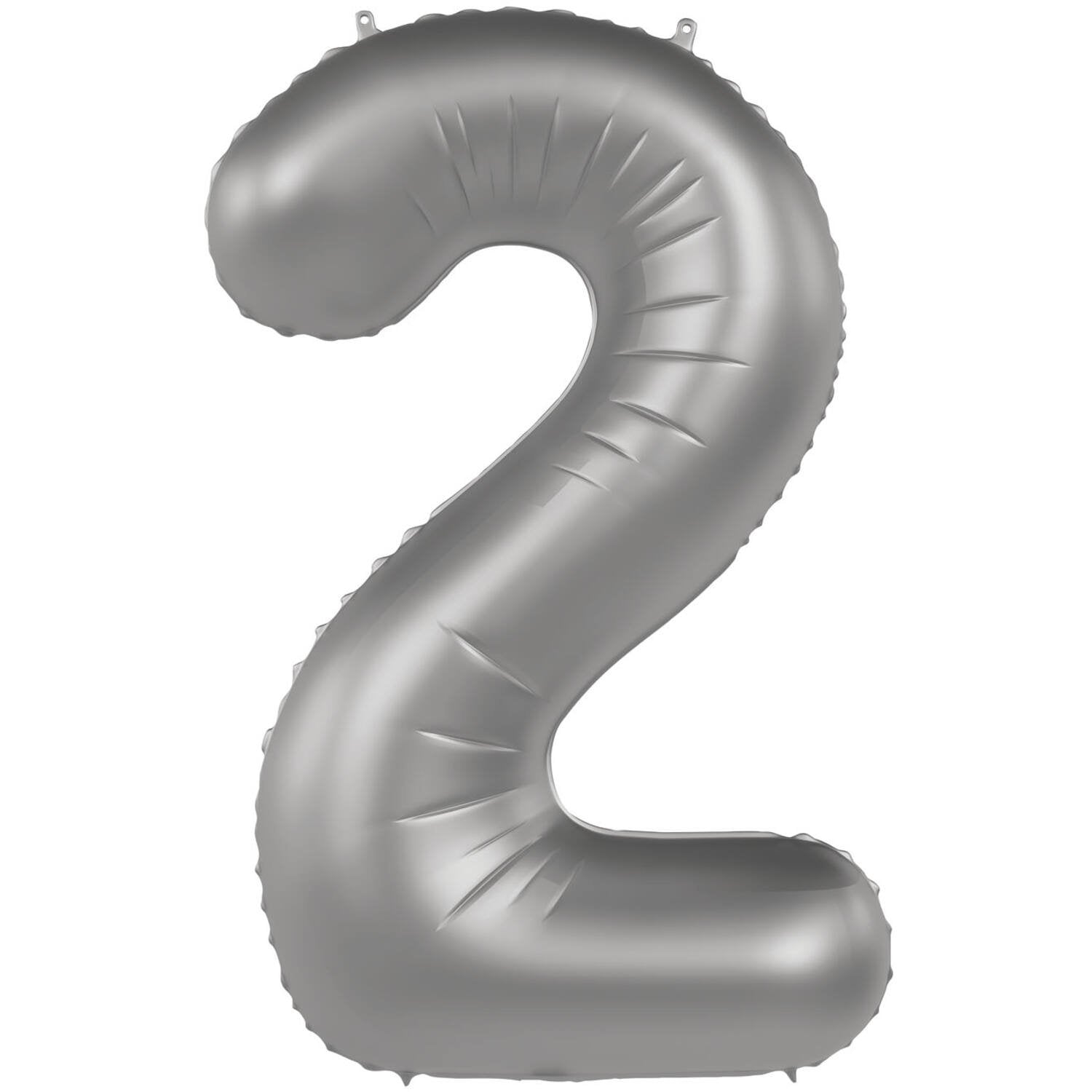 Ballon numéro 2 Clair de lune Argent Satin Pailleté 86 cm