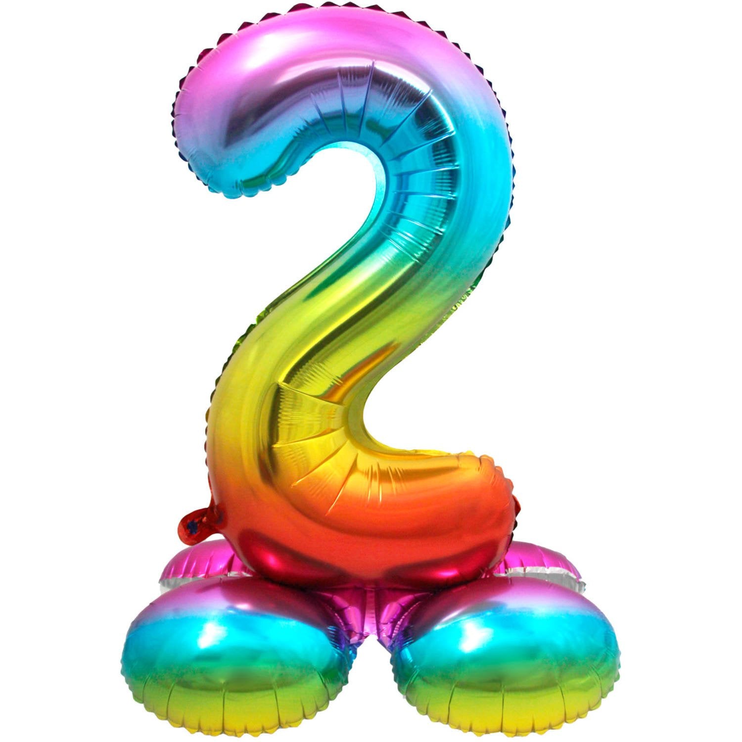 Palloncino numero 2, 72 cm, multicolore, con supporto