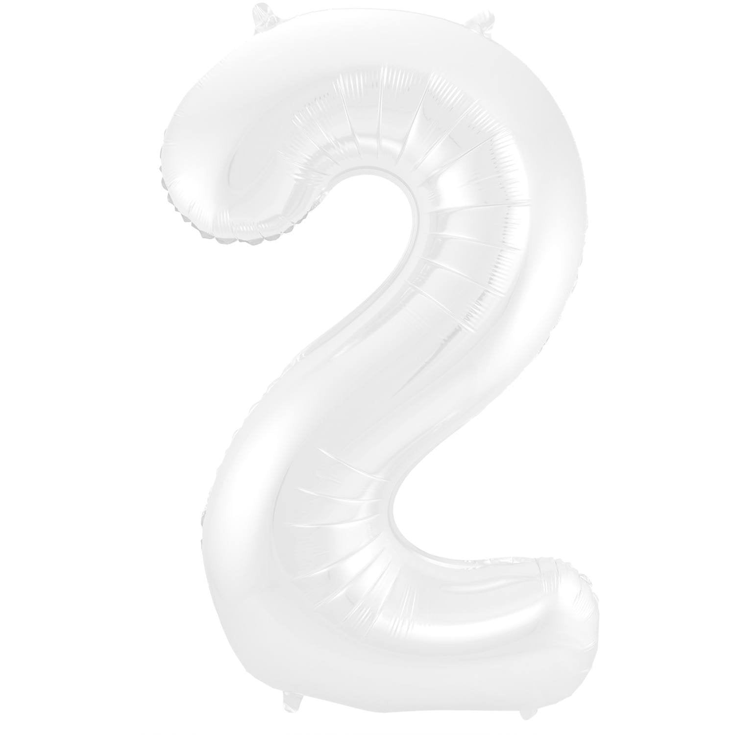 Ballon chiffre 2, 86 cm, blanc