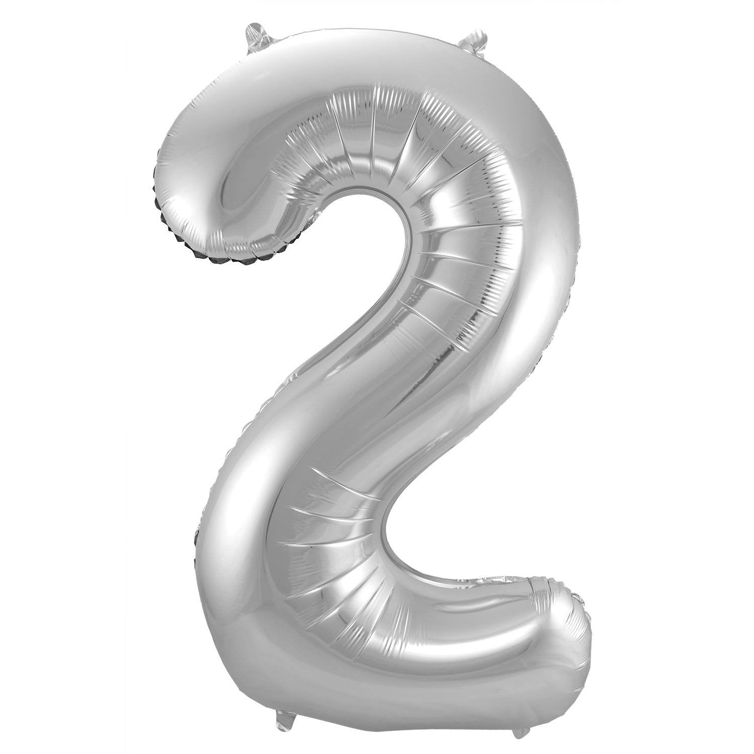 Ballon chiffre 2, 86 cm, argent