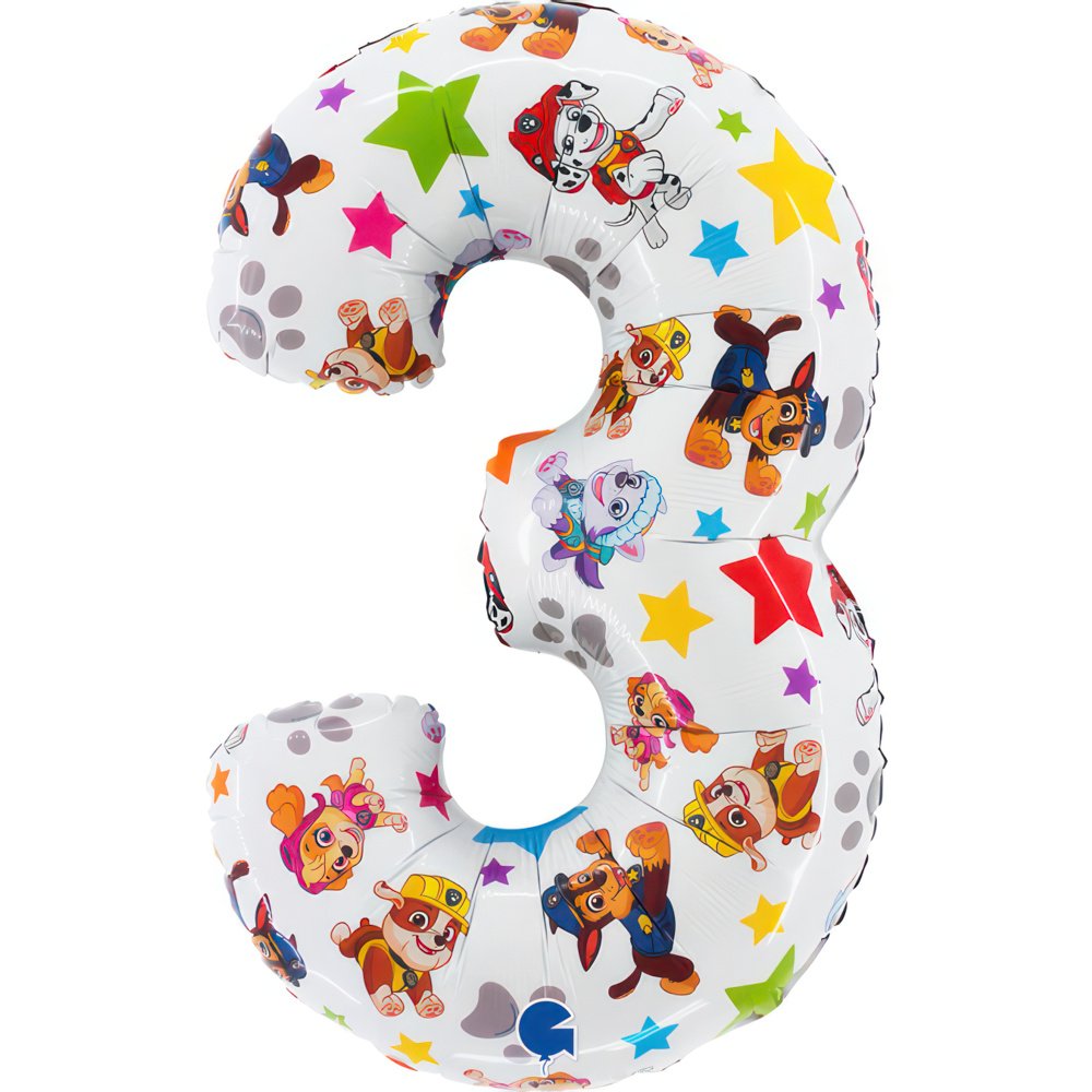 Palloncino numero 3 Paw Patrol 45 x 75 cm