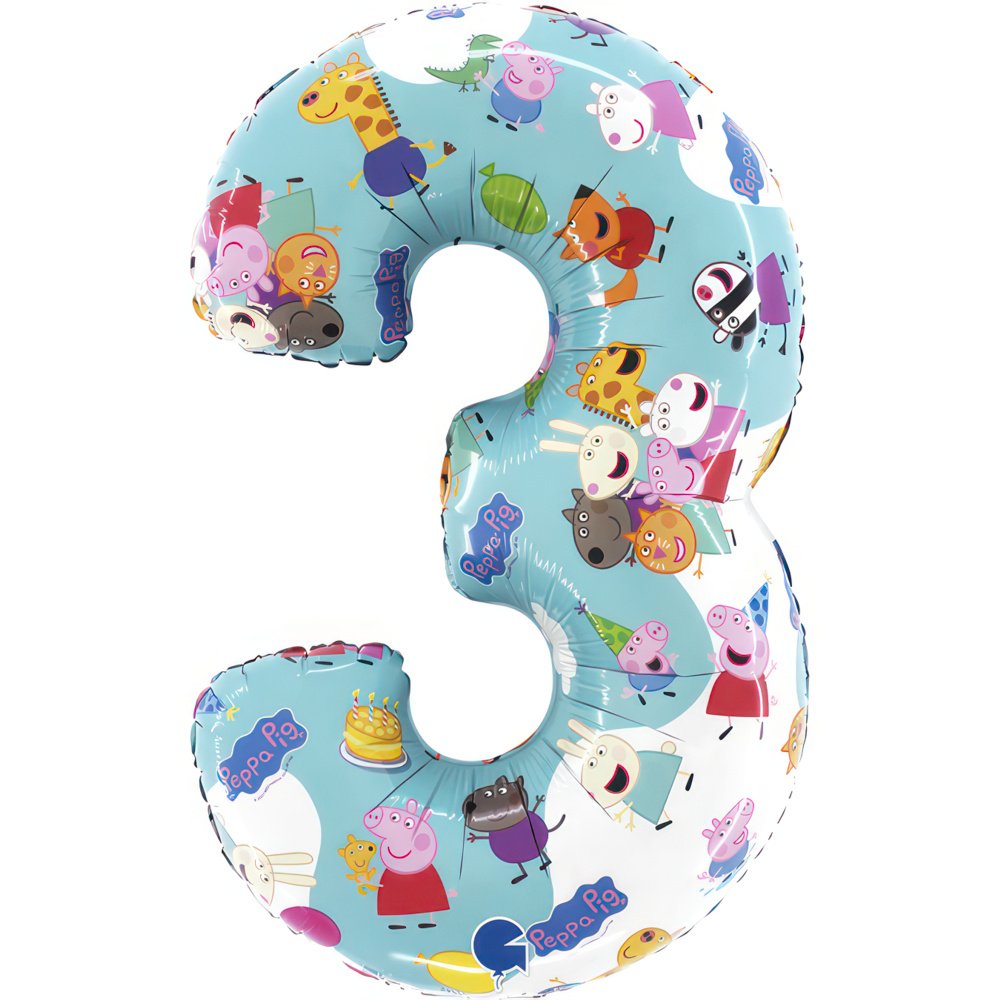 Ballon numéro 3 Peppa Pig 45 x 75 cm
