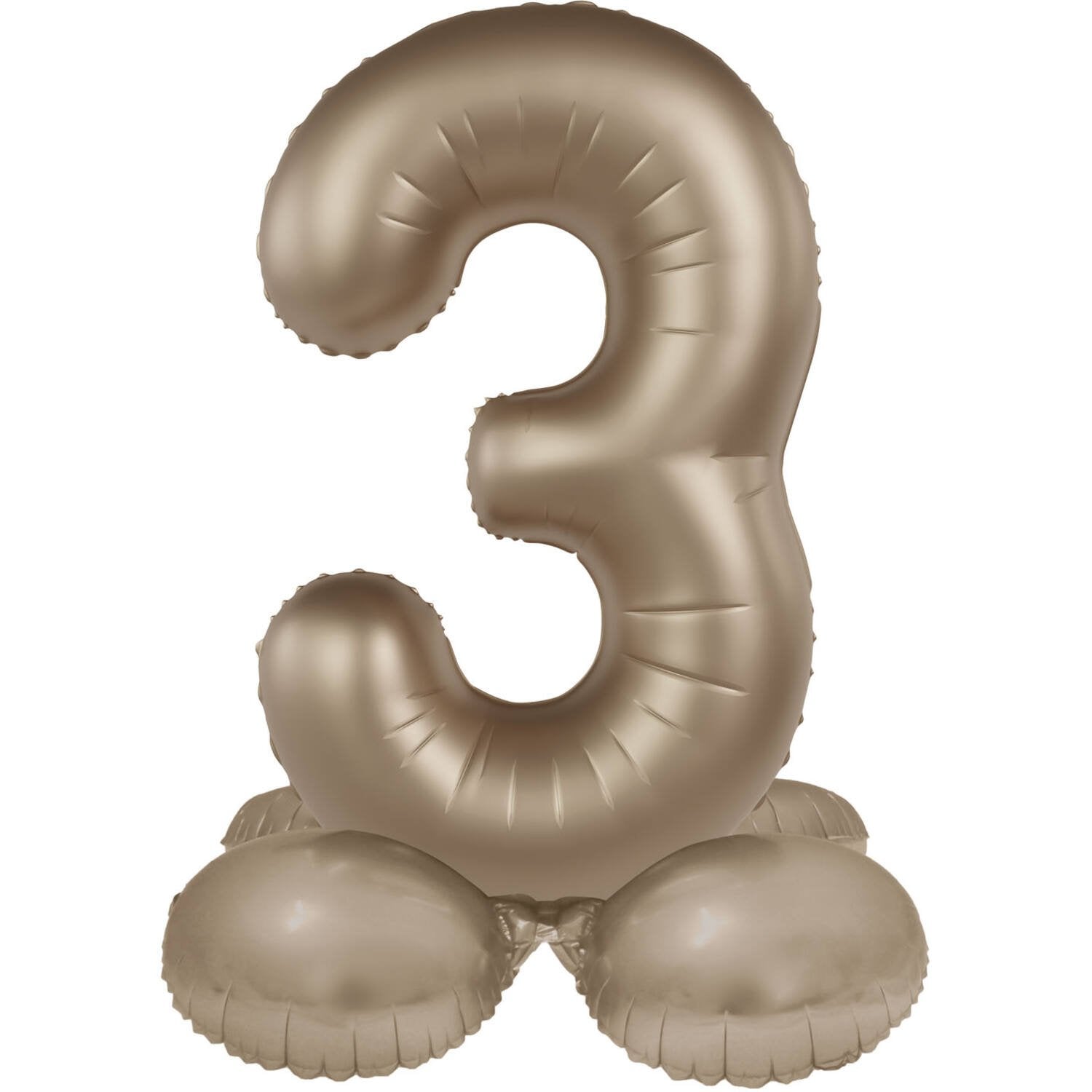 Palloncino numero 3 Starlight Gold con supporto 72 cm