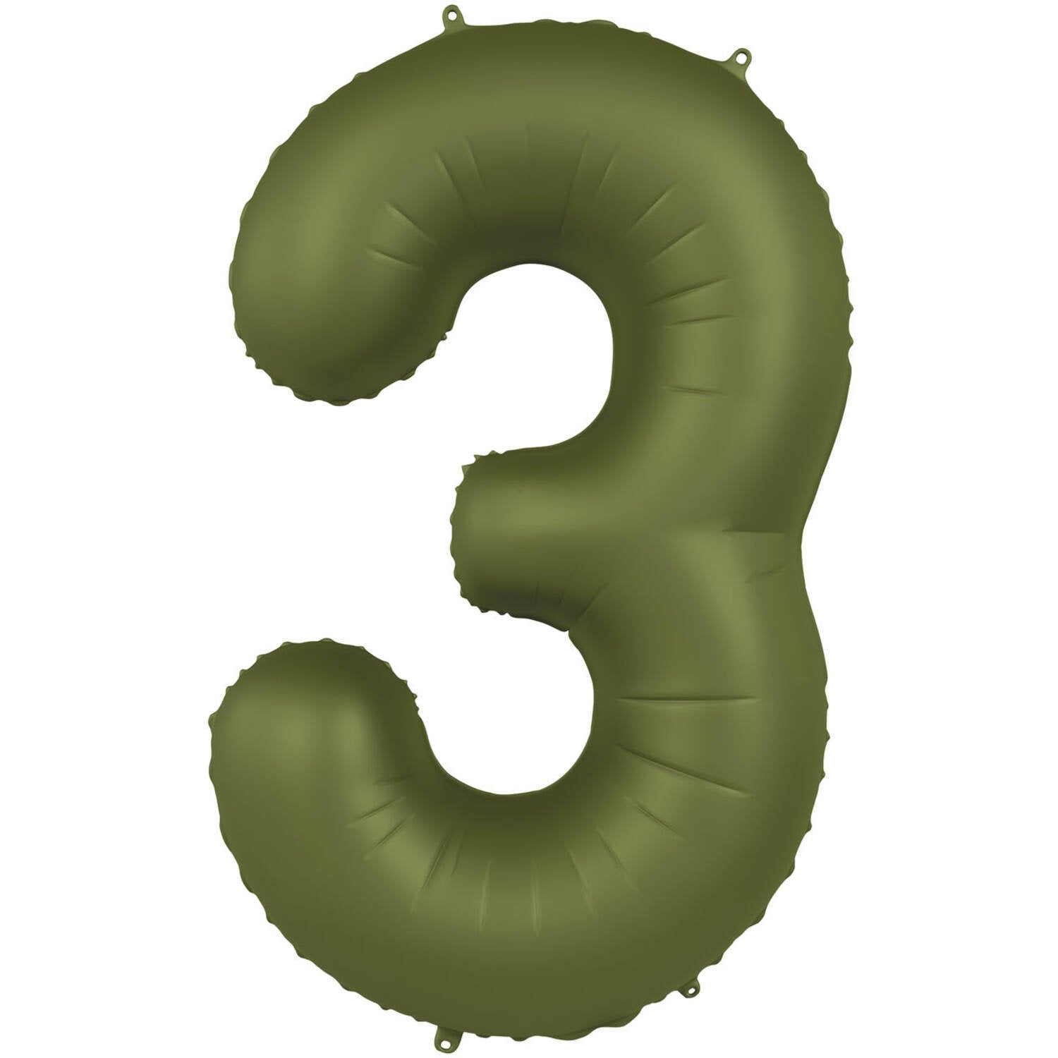 Ballon chiffre 3 vert olive ultra mat 86 cm