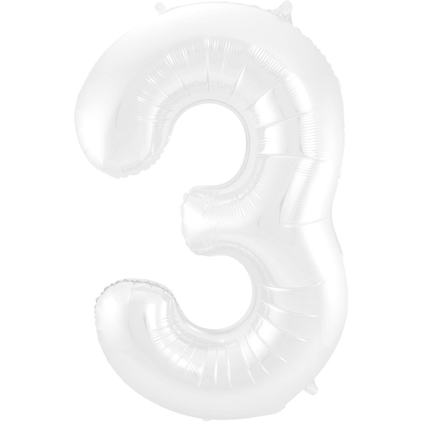 Palloncino numero 3, 86 cm, bianco