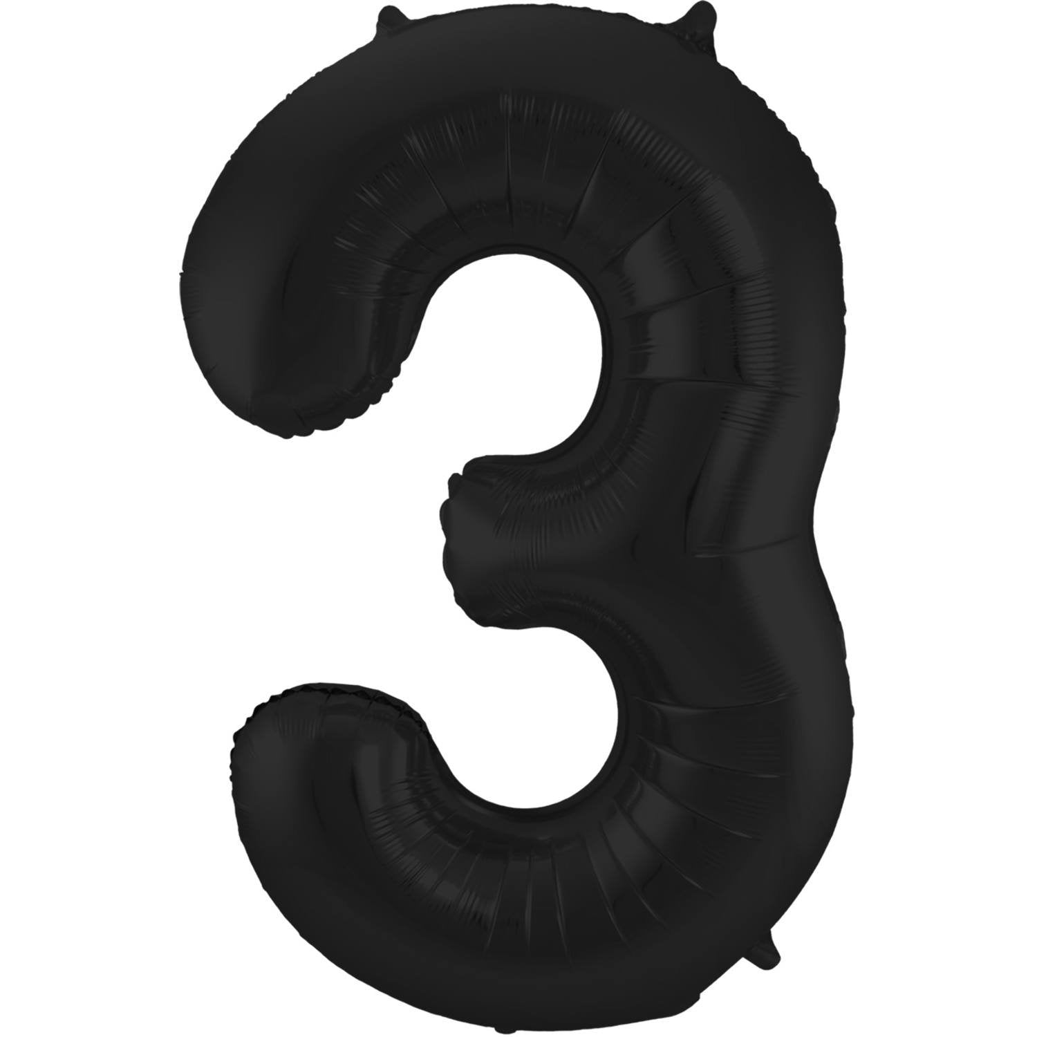 Ballon chiffre 3, 86 cm, noir mat