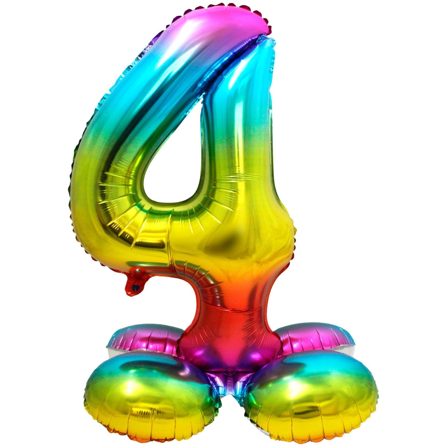 Ballon chiffre 4, 72 cm, multicolore avec support