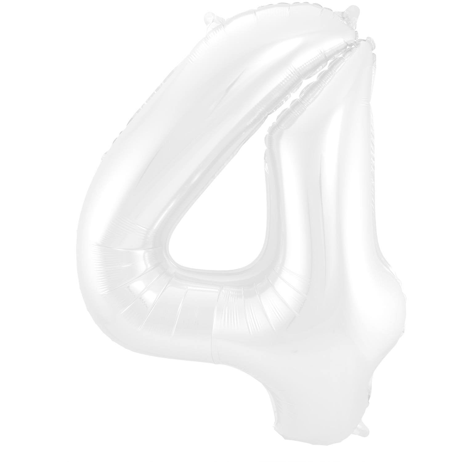 Ballon chiffre 4, 86 cm, blanc
