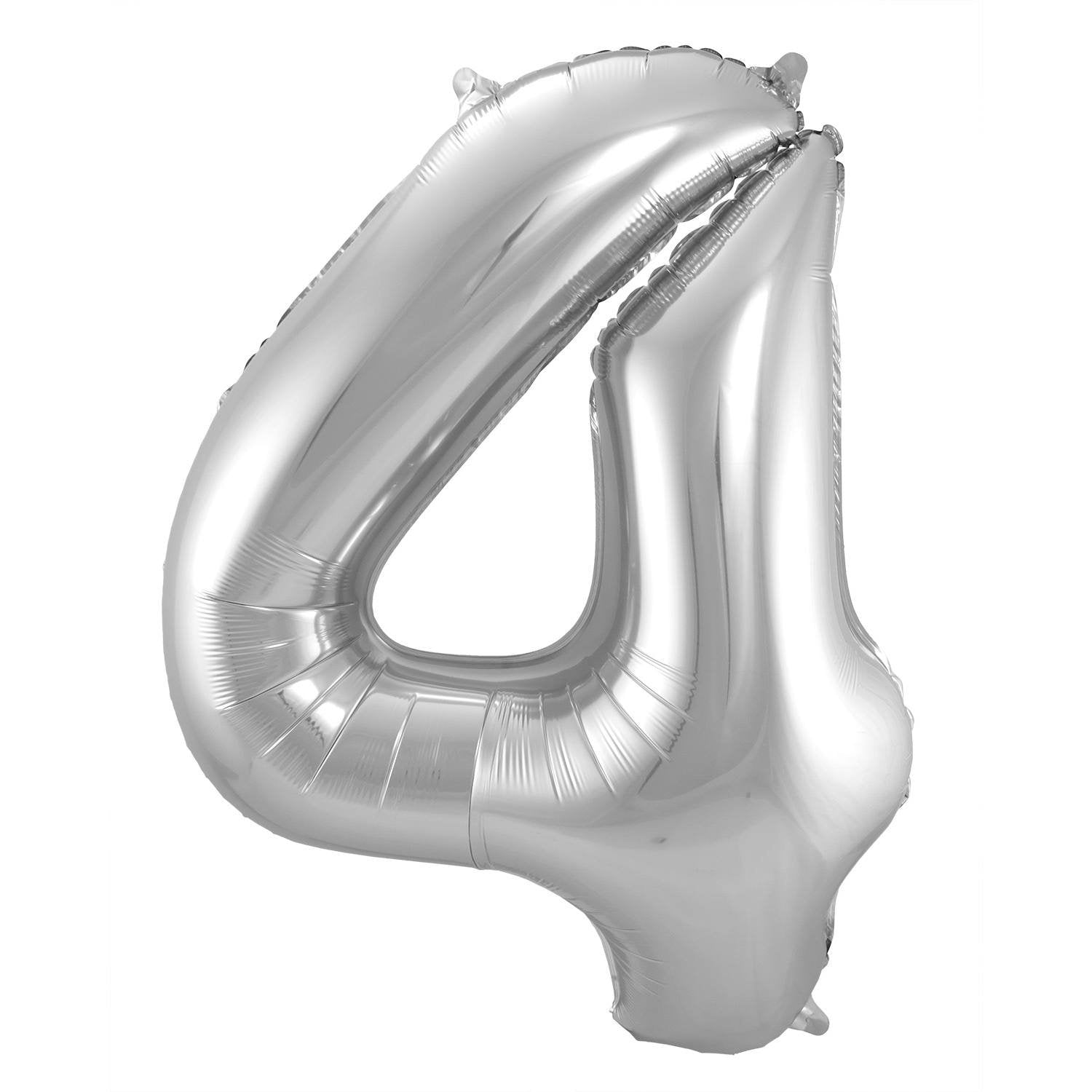 Ballon chiffre 4, 86 cm, argent