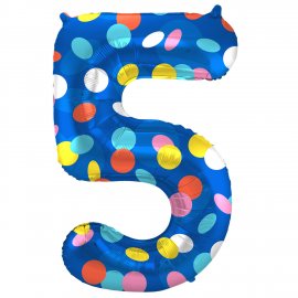 Ballon numéro 5 à pois colorés 86 cm