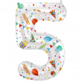 Ballon numéro 5 Joyeuse Fête 86 cm
