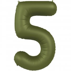 Ballon chiffre 5 vert olive ultra mat 86 cm