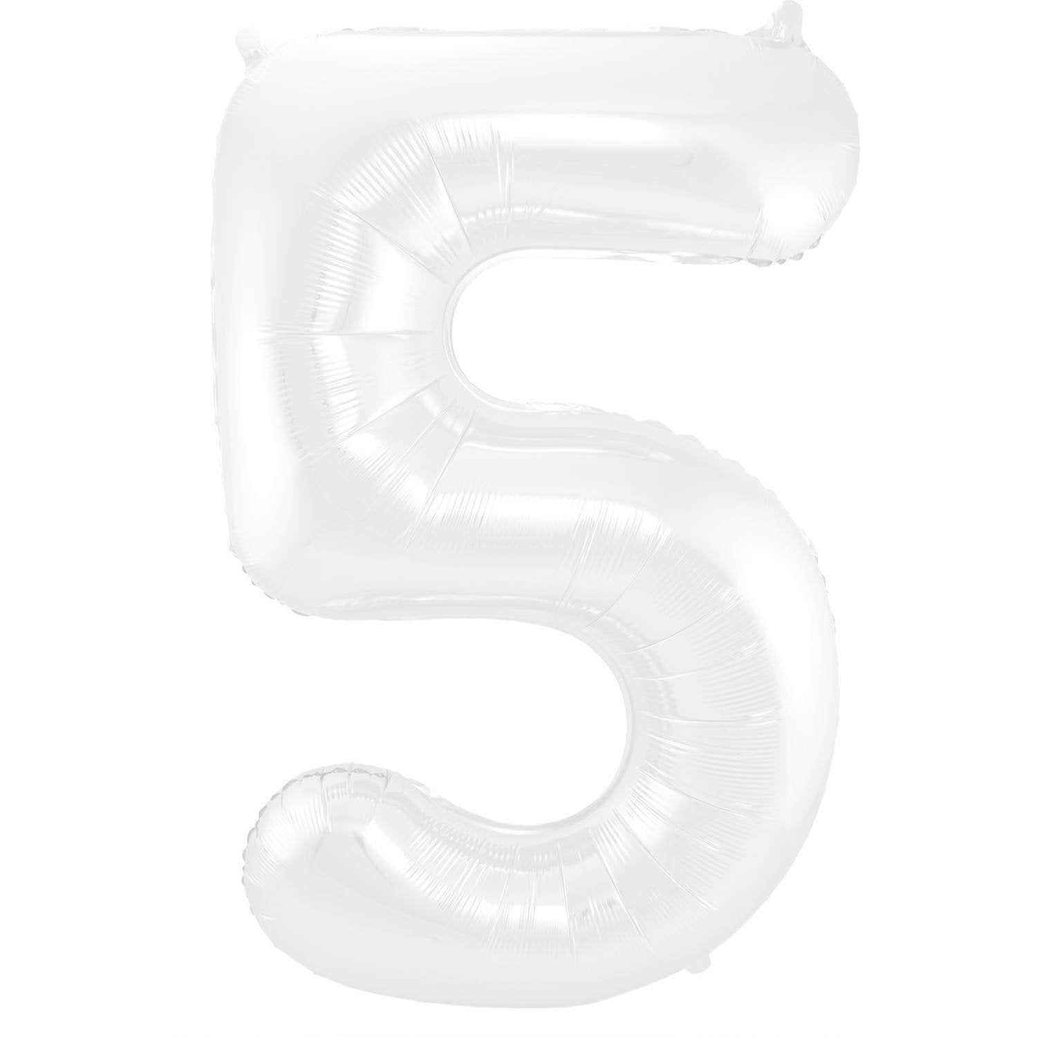 Palloncino numero 5, 86 cm, bianco