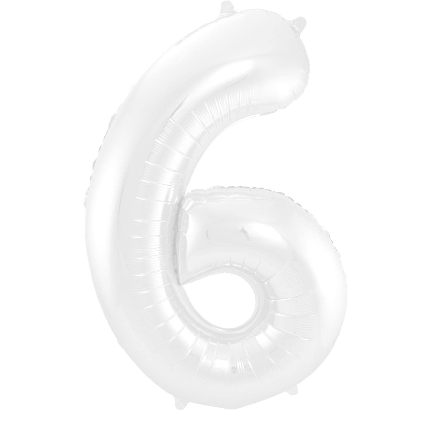 Ballon chiffre 6, 86 cm, blanc