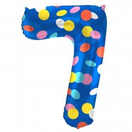Ballon numéro 7 à pois colorés 86 cm