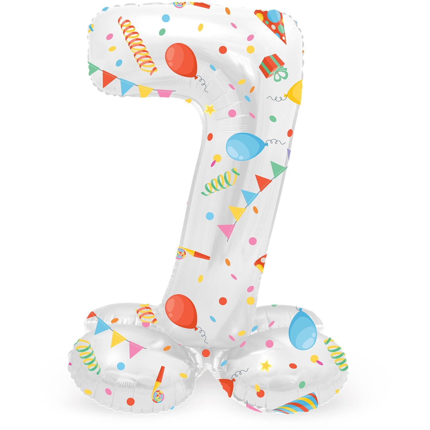 Ballon chiffre 7 « Joyeuse fête » avec socle, 41 cm