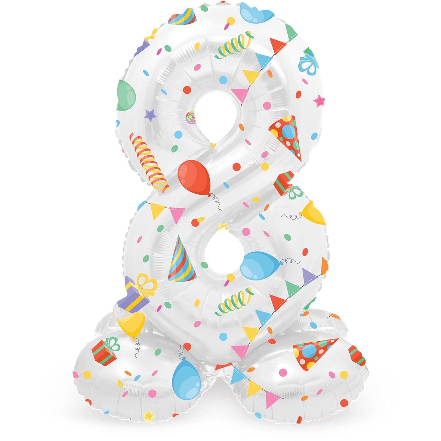 Ballon chiffre 8 « Joyeuse fête » avec socle, 41 cm