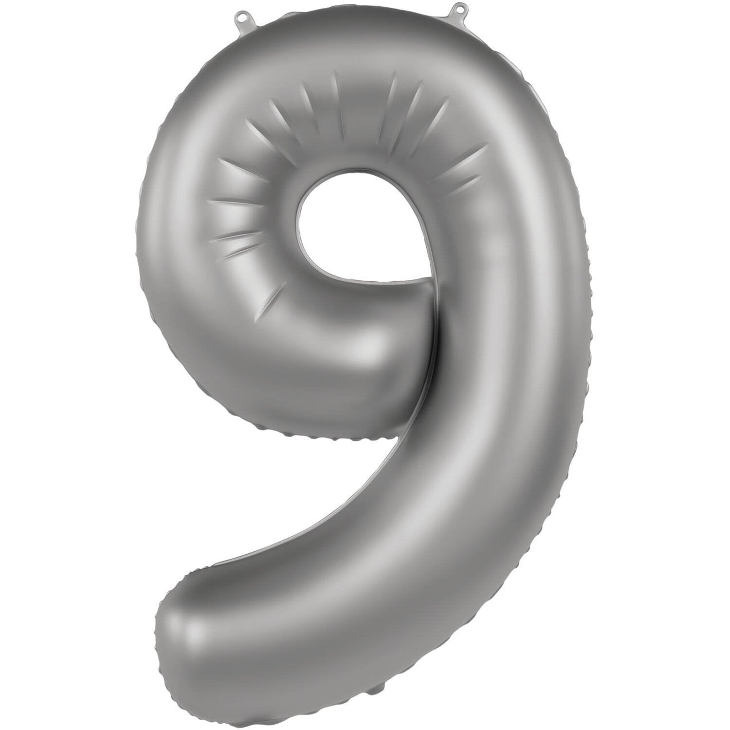 Ballon numéro 9 Clair de lune Argent Satin Pailleté 86 cm