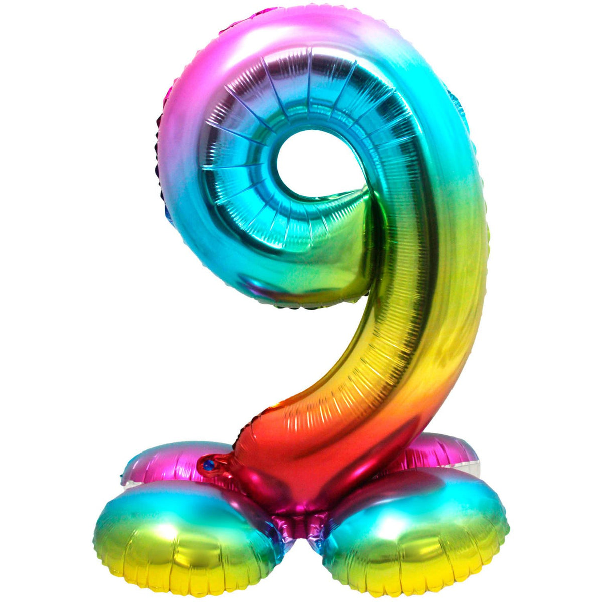 Ballon chiffre 9, 72 cm, multicolore, avec support