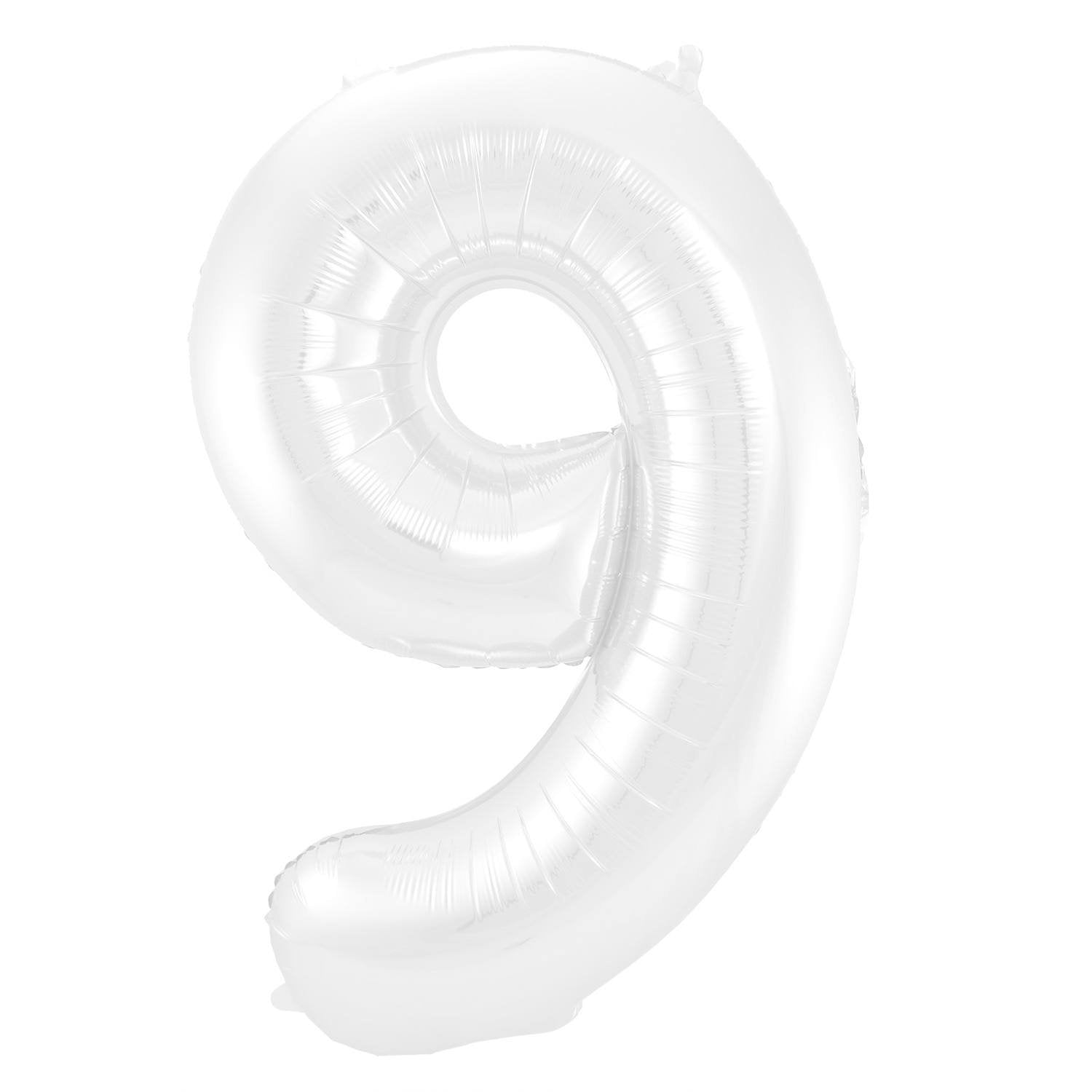 Ballon chiffre 9, 86 cm, blanc