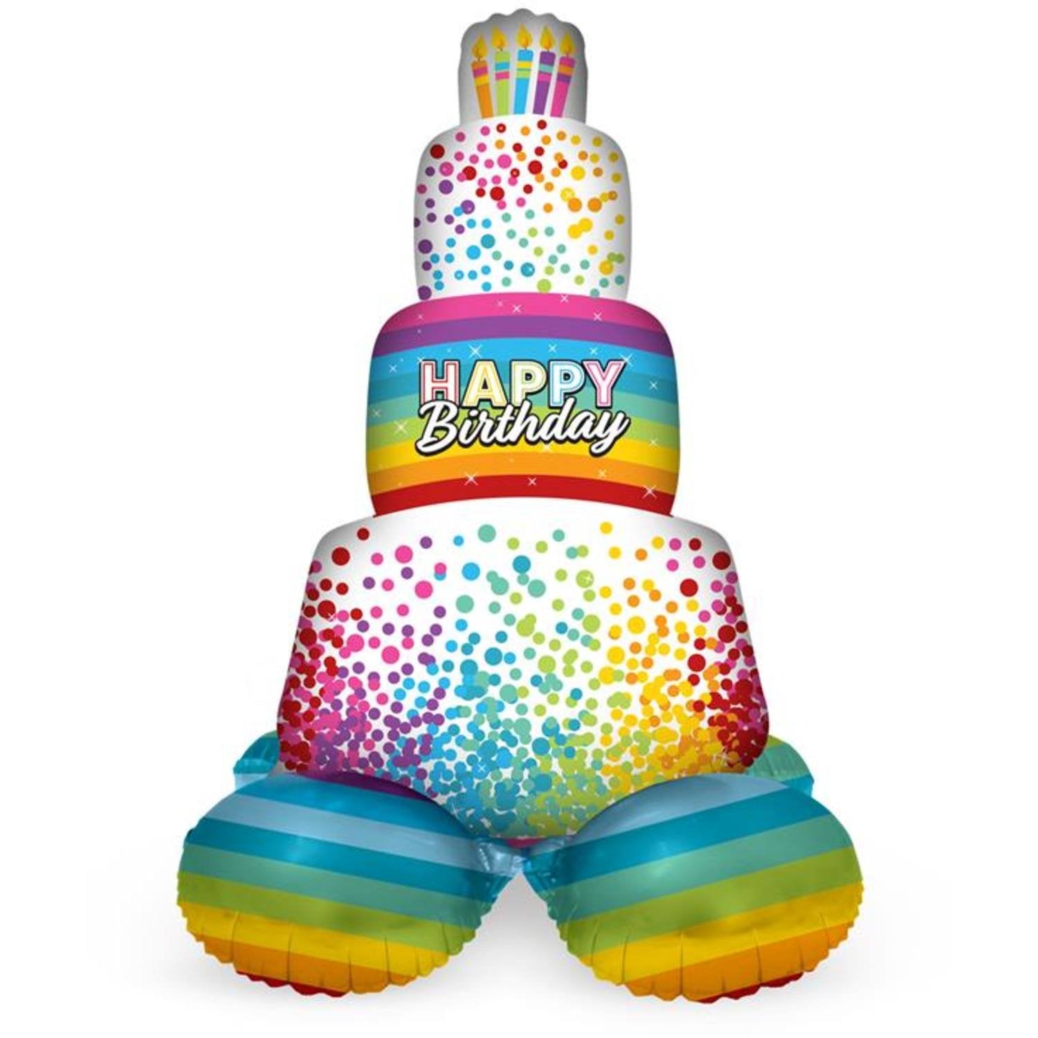 Palloncino arcobaleno pastello con supporto 72 cm