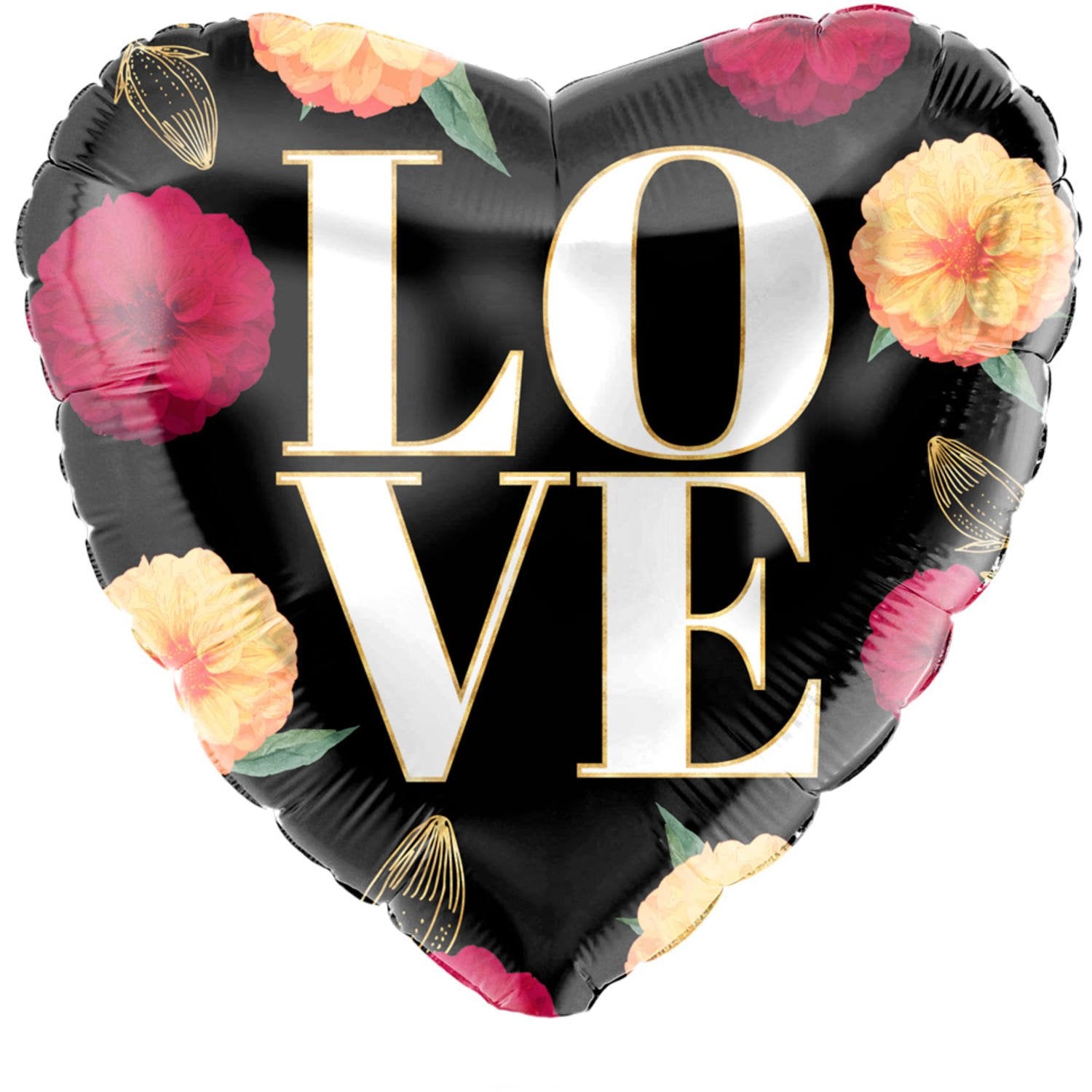 Ballon gonflé à l'hélium Fleurs d'amour 45 cm