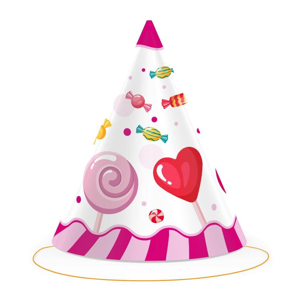6 chapeaux de fête en forme de bonbons