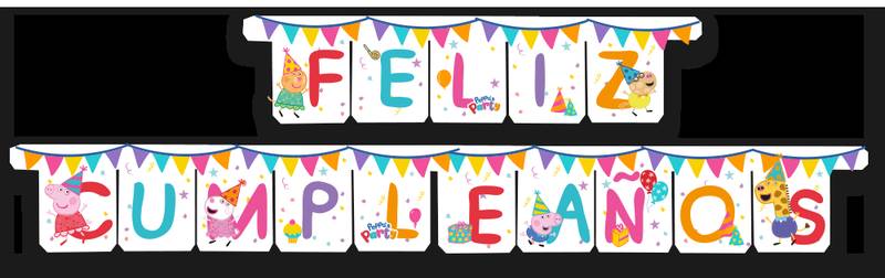 Guirlande d'anniversaire Peppa Pig en espagnol