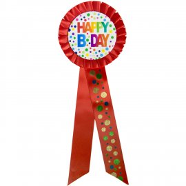 Rosette Joyeux Anniversaire à Pois XL